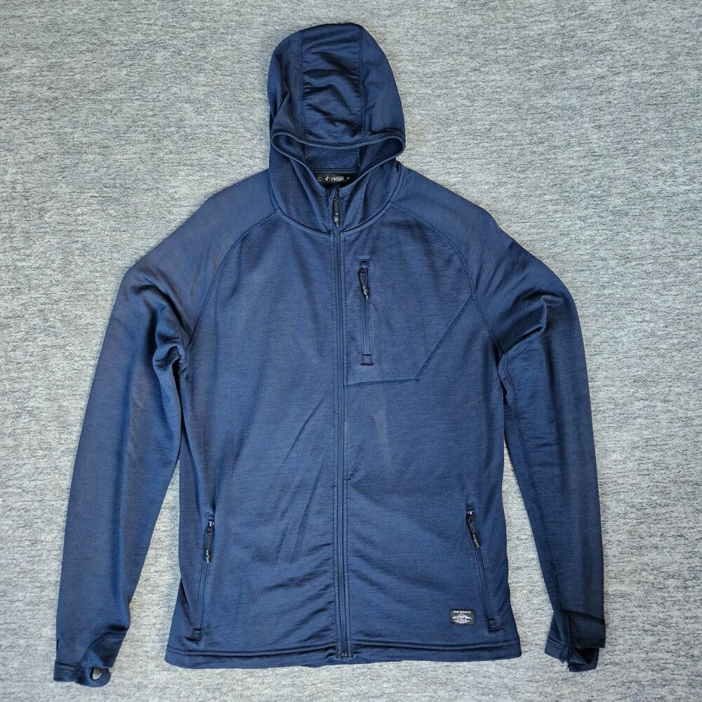 Ridge Merino Men's Medium Hyde Merino Wool Hoodie Full Zip Navy Blue Gorpcore